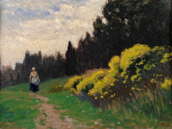 Alberto Zardo : Paesaggio  - Olio su cartone - Auction Antiquariato - mobili, dipinti e oggetti di arredo - I - Galleria Pananti Casa d'Aste