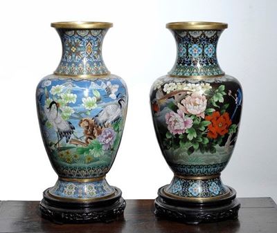 Coppia di Vasi Cloisonnè
