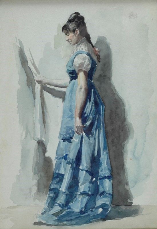 Anonimo, XIX Sec. - Figura in Maschera; Dama