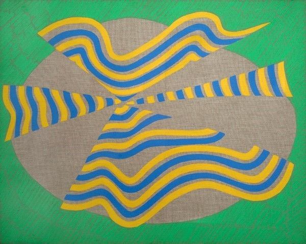 Carla Accardi : Ombrello Giallo Blu  (1999)  - Vinilico su tela - Asta Antiquariato - mobili, dipinti e oggetti di arredo - I - Galleria Pananti Casa d'Aste