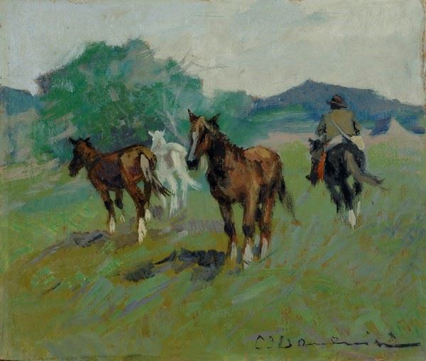 Carlo Domenici - Buttero e cavalli