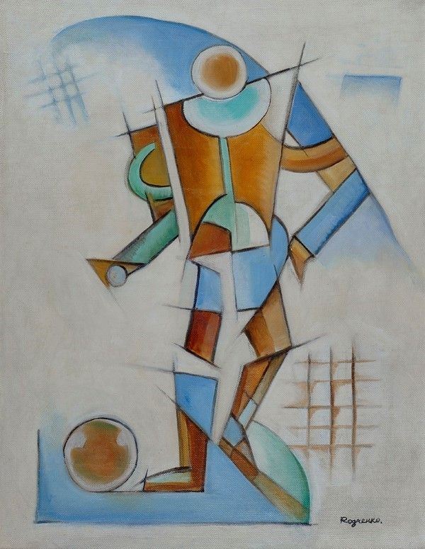 Aleksandr Michajlovic Rodchenko : Il calciatore  (anni '20)  - Olio su tela - Auction Autori del XIX e XX sec. - I - Galleria Pananti Casa d'Aste