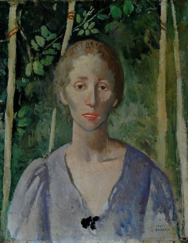 Felice Carena : Ritratto della moglie  (1937)  - Olio su tela - Auction Autori del XIX e XX sec. - I - Galleria Pananti Casa d'Aste