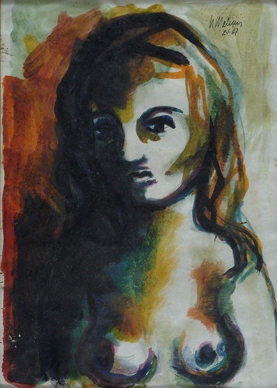 Nazzareno Malinconi : Figura  (1967)  - Acquerello su carta - Asta Arte Moderna e Contemporanea - Galleria Pananti Casa d'Aste