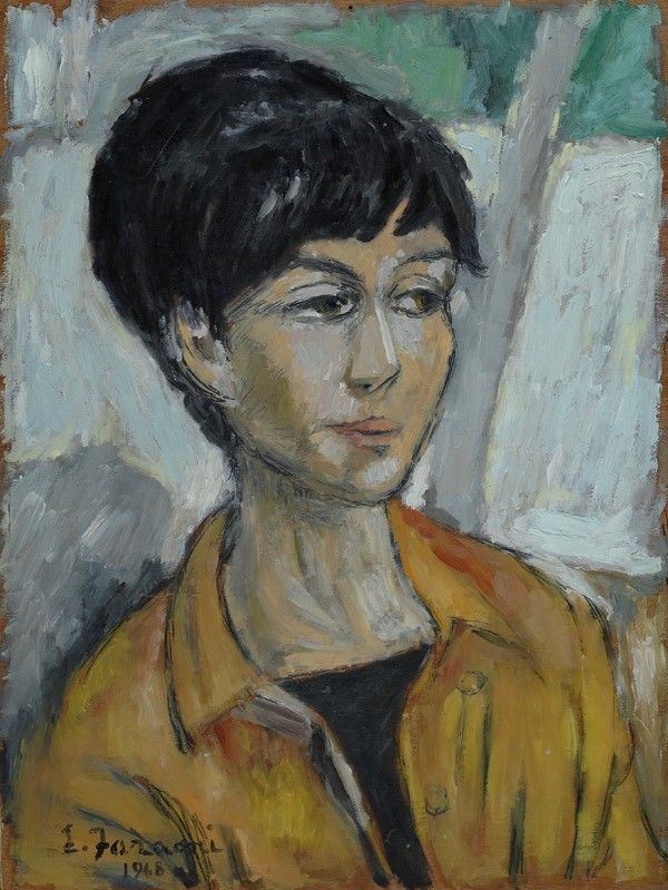 Enzo Faraoni : Volto di ragazza  (1968)  - Olio su compensato - Auction Autori dell'800-900, Grafica ed Edizioni - I - Galleria Pananti Casa d'Aste