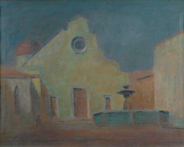 Hans Joachim Staude : Piazza Santo Spirito  - Olio su tela - Asta STORART: Dipinti, oggetti, arredi dal XVII al XX sec. - II - Galleria Pananti Casa d'Aste