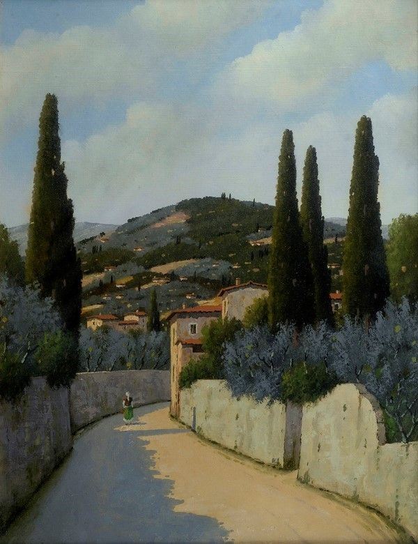 Giacomo Delcroix - Strada di campagna con figura