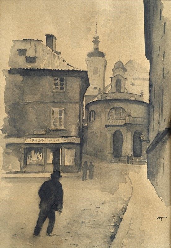 Attr. a Oskar Kokoschka - Due Scorci di Praga
