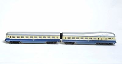 Automotrice con Carrozza Ferrovie Autriache Obb "fulmine Blu" Mod. Vt 5045.06 Liliput Danni