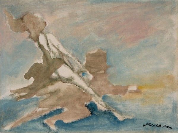 Mino Maccari : La Valchiria  (1962)  - Olio su tela - Asta STORART: Dipinti, oggetti, arredi dal XVII al XX sec. - II - Galleria Pananti Casa d'Aste