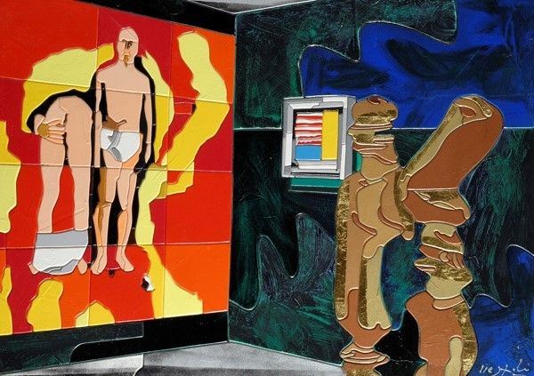 Ugo Nespolo : Armory stuff  - Acrilici su tavola - Auction Autori del XIX e XX sec. - I - Galleria Pananti Casa d'Aste