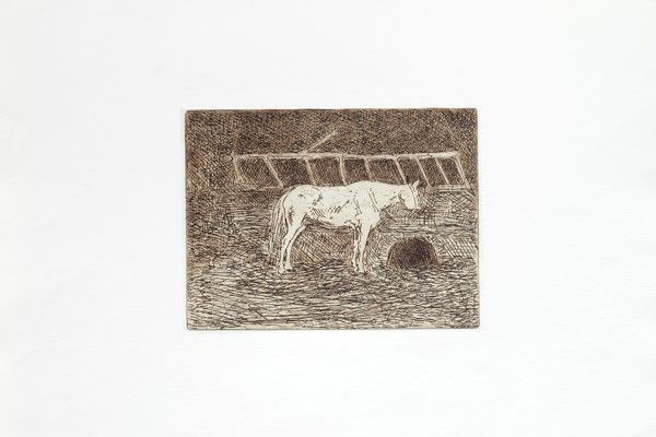 Giovanni Bartolena - Paesaggio con Chiesa, Cavallo alla Mangiatoia, Asini al Barroccio, Somarelli