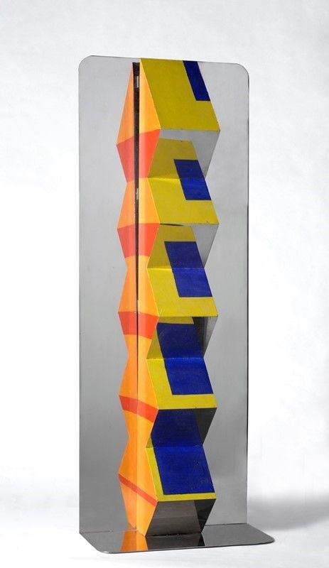 Joe Tilson : Reflector Column Ziglical 11  (1966-67)  - Olio su acciaio inossidabile - Asta Autori del XIX e XX sec. - I - Galleria Pananti Casa d'Aste