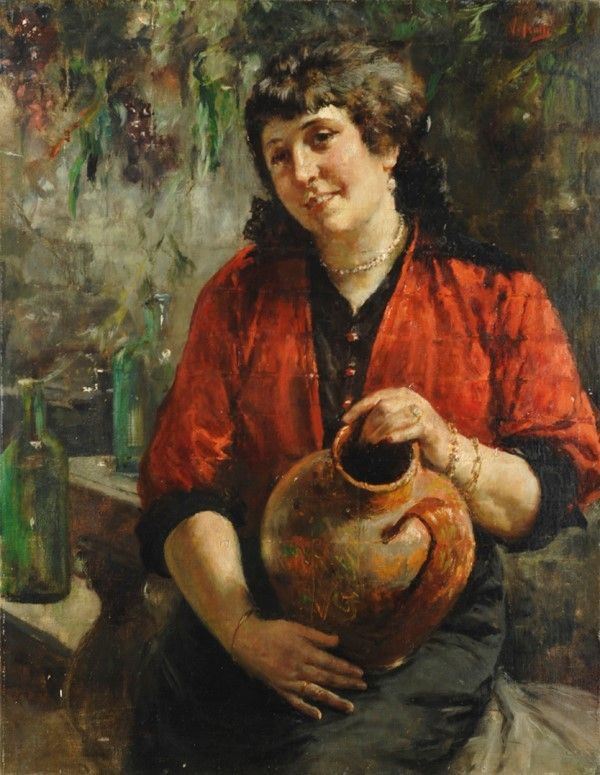 Scuola Napoletana, XIX sec. - Donna con anfora