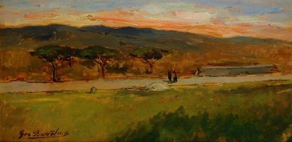 Giovanni Bartolena : Paesaggio a Campolecciano  - Olio su tavola - Auction Autori del XIX e XX sec. - I - Galleria Pananti Casa d'Aste