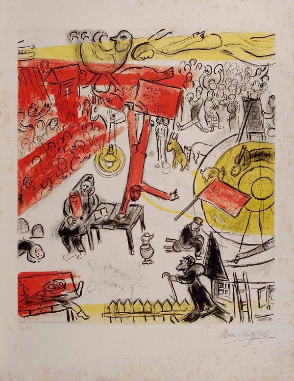 Marc Chagall : The Revolution  (1963)  - D'apres - Litografia a colori - Auction STORART: Dipinti, oggetti, arredi dal XVII al XX sec. - II - Galleria Pananti Casa d'Aste