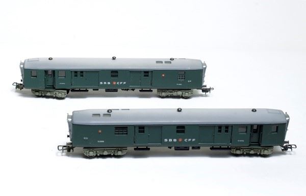 Due carrozze postali svizzere SBB CFF MOD.212  FZ19155 Pocher