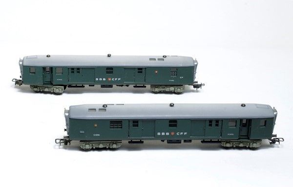 Due Carrozze Postali Svizzere Sbb Cff Mod.212 Fz19155 Pocher