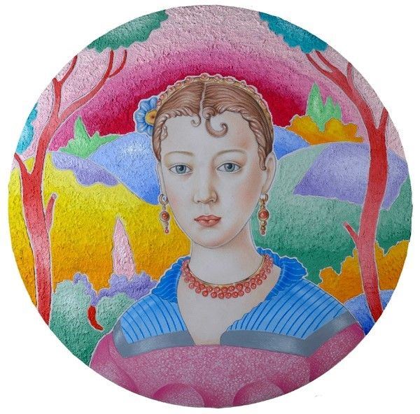 Luca Alinari : Figura in costume e paesaggio  (2011)  - Acrilico e resina su tavola convessa - Auction Autori del XIX e XX sec. - I - Galleria Pananti Casa d'Aste