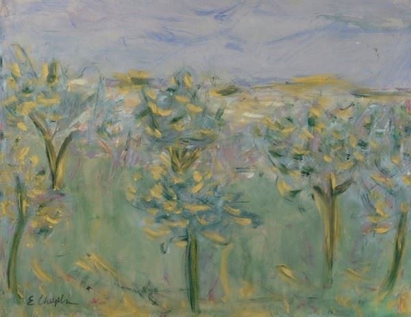 Elisabeth Chaplin : Trees  - Mixed media on paper transferred to canvas - Auction MODERN  ART - TUSCANY AUTHORS - Galleria Pananti Casa d'Aste