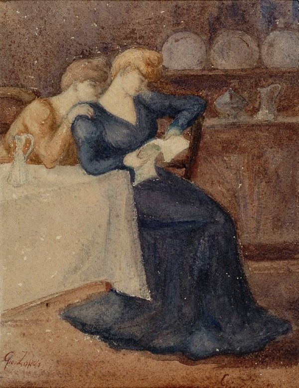 Giovanni Zorzi : La lettera  - Acquerello su carta - Auction Grafica ed Edizioni - III - Galleria Pananti Casa d'Aste