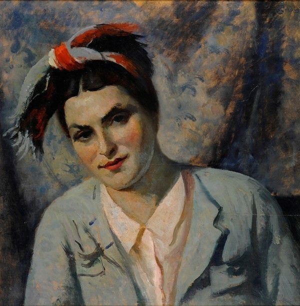 Eduardo Gordigiani : Ritratto  (1919)  - Olio su tavola - Asta Autori del XIX e XX sec. - I - Galleria Pananti Casa d'Aste