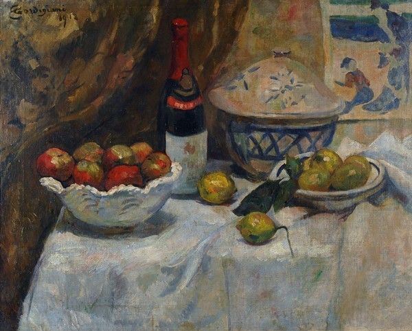 Eduardo Gordigiani : Mele e arance  (1912)  - Olio su tela - Asta Autori del XIX e XX sec. - I - Galleria Pananti Casa d'Aste