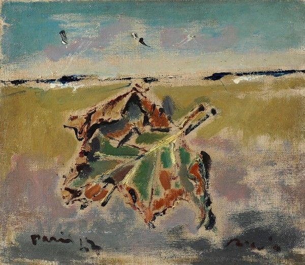 Filippo de Pisis : Foglia  (1947)  - Olio su tela - Asta Autori del XIX e XX sec. - I - Galleria Pananti Casa d'Aste