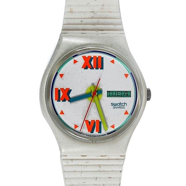 Swatch Quartz Colorful Numeral Numbers White 1990