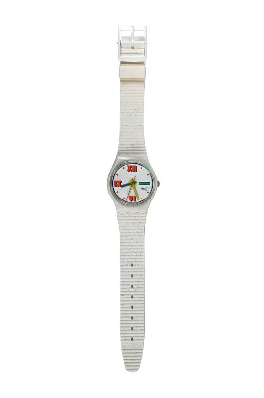 Swatch Quartz Colorful Numeral Numbers White 1990