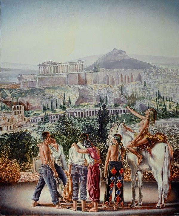 Sergio Nardoni : Acropolis  - Olio su tela - Asta STORART: Dipinti, oggetti, arredi dal XVII al XX sec. - II - Galleria Pananti Casa d'Aste