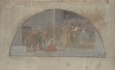 San Lorenzo, la Primitiva Messa Cristiana (bozzetto per Lunetta)