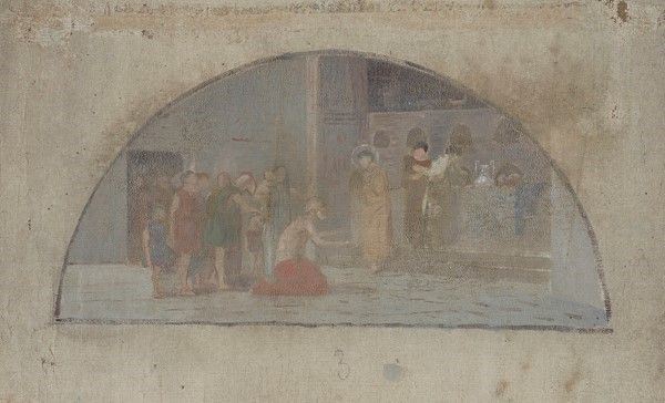 Attr. a Santo Bertelli - San Lorenzo, la Primitiva Messa Cristiana (bozzetto per Lunetta)