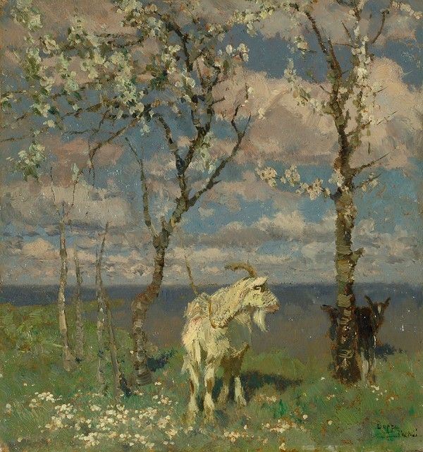 Beppe Ciardi - Capra e alberi di pesco