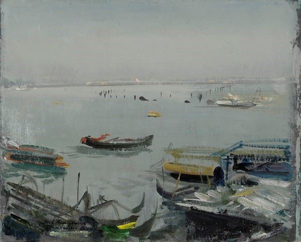 Pietro Annigoni - Gondole a Venezia