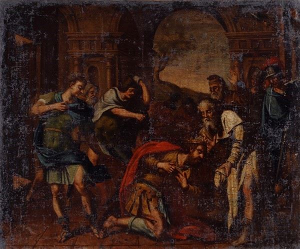Anonimo, XVII sec. : Scena biblica  - Olio su tela - Asta ANTIQUARIATO - Galleria Pananti Casa d'Aste