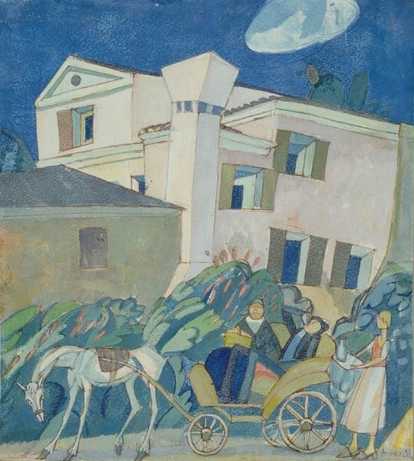 Piero Bernardini - Paesaggio con carrozzella