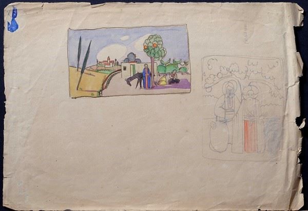Enrico Bettarini - Rest on the Flight into Egypt and sketch