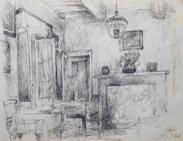 David Abraham Bueno de Mesquita : Interno  (1962)  - China su carta - Asta AUTORI DEL XIX E XX SEC - Galleria Pananti Casa d'Aste