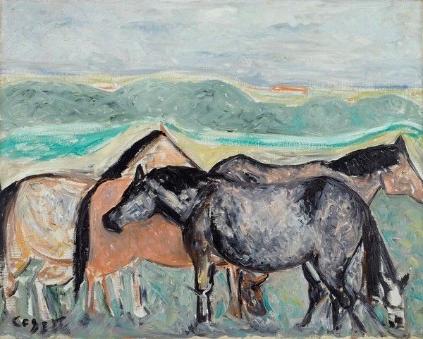 Giuseppe Cesetti - Cavalli e paesaggio