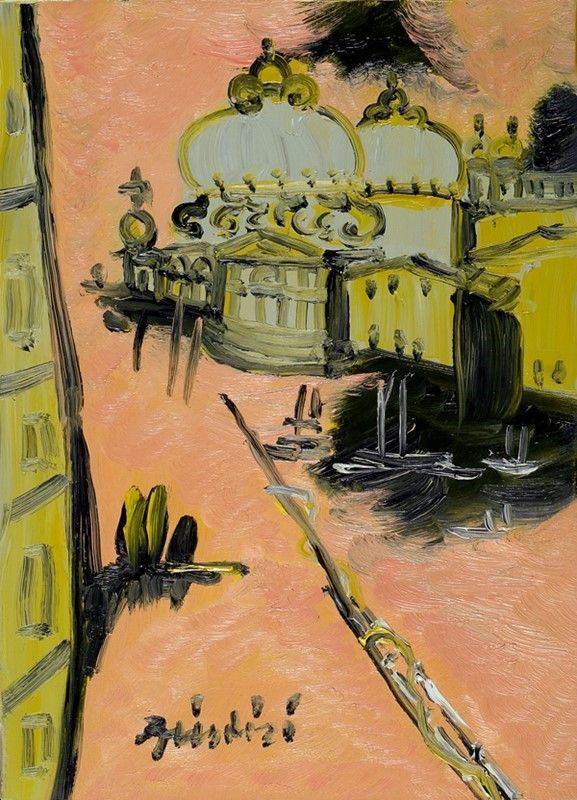 Remo Brindisi : Venezia  (anni '80)  - Olio su tela - Asta Autori del XIX e XX sec. - I - Galleria Pananti Casa d'Aste