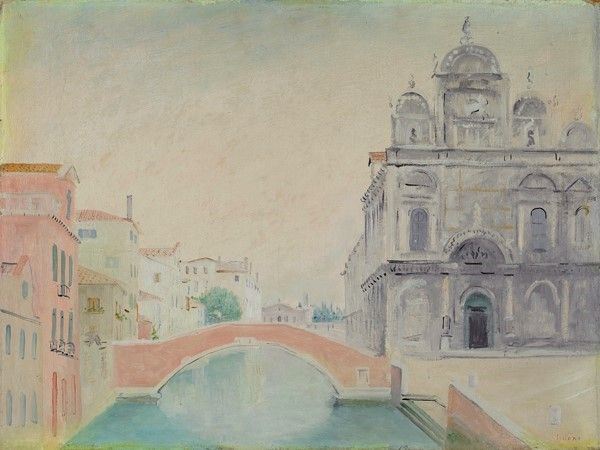 Umberto Lilloni : Venezia  (1948)  - Olio su faesite - Asta Autori del XIX e XX sec. - I - Galleria Pananti Casa d'Aste