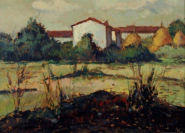 Gino Romiti : Paesaggio  - Olio su faesite - Auction STORART: Dipinti, oggetti, arredi dal XVII al XX sec. - II - Galleria Pananti Casa d'Aste