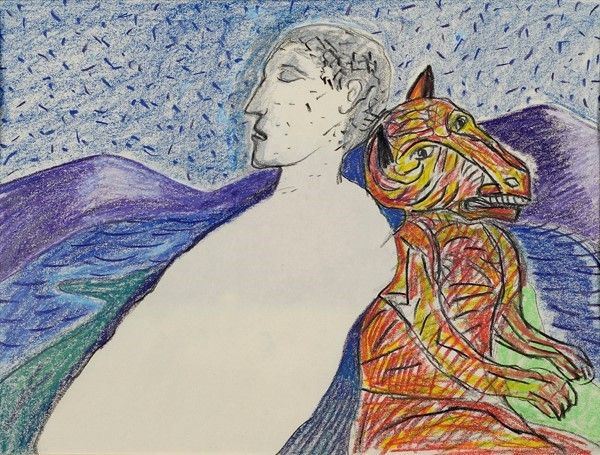 Mimmo Paladino : Senza titolo  ((1996))  - Pastelli su carta - Asta Autori del XIX e XX sec. - I - Galleria Pananti Casa d'Aste