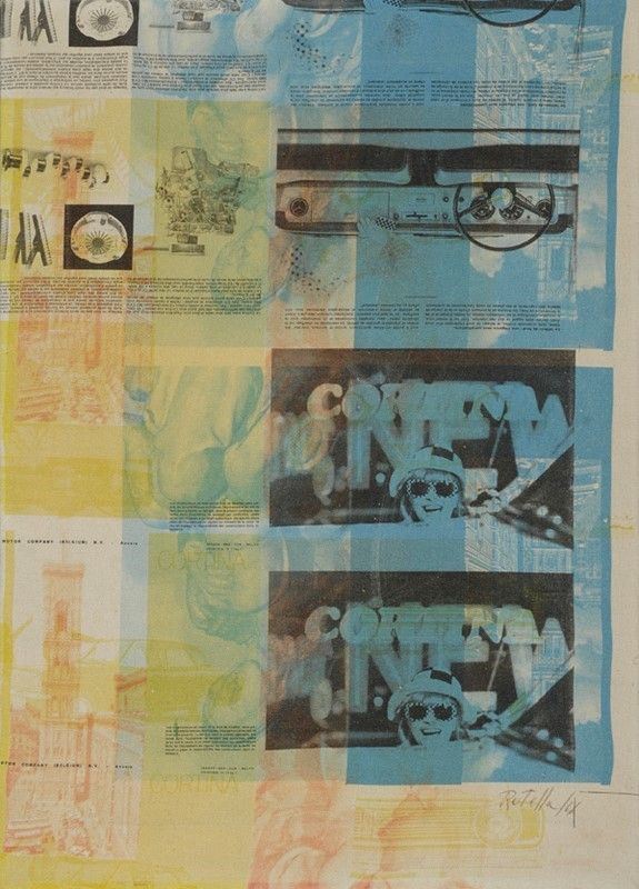 Mimmo Rotella : Cortina  (1966)  - Tela emulsionata - Asta STORART: Dipinti, oggetti, arredi dal XVII al XX sec. - II - Galleria Pananti Casa d'Aste