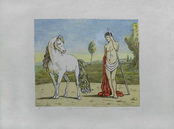 Giorgio de Chirico : Castore ed il suo cavallo  - Litografia - Asta STORART: Dipinti, oggetti, arredi dal XVII al XX sec. - II - Galleria Pananti Casa d'Aste