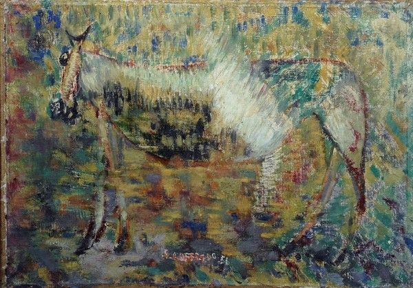 Silvio Loffredo : Cavallo  (1951)  - Olio su tela - Asta STORART: Dipinti, oggetti, arredi dal XVII al XX sec. - II - Galleria Pananti Casa d'Aste