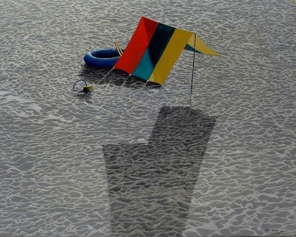 Angelo Titonel : Spiaggia  (1978)  - Acrilico su tela - Asta STORART: Dipinti, oggetti, arredi dal XVII al XX sec. - II - Galleria Pananti Casa d'Aste