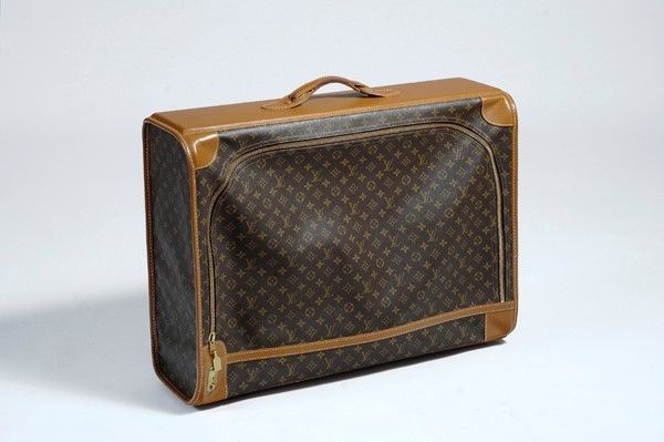 Porta abiti in pelle, tela monogrammata, Louis Vuitton, cm. 55x73x18