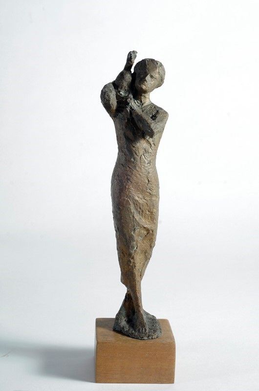 Quinto Martini - Piccolo Bronzo (donna con Volatile)
